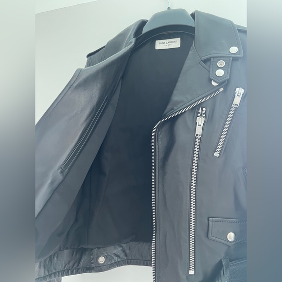 YSL black leather biker jacket - Picture 3 of 8